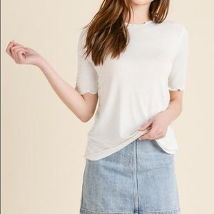 Women’s Ivory Lettuce Hem Top